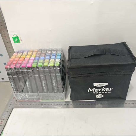 Set 60 Markere Duble, Flippy, pe Baza de Alcool, Geanta Impermeabila Inclusa, Culori Numerotate, Multicolor - vivimall.ro