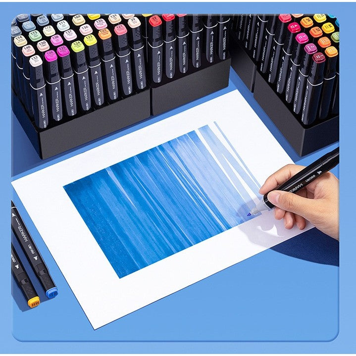 Set 60 Markere, Flippy, pe Baza de Ulei, Dublu Capat, Subtire 1mm si Gros 6 mm, Geanta Depozitare, 15 cm, Multicolor - vivimall.ro