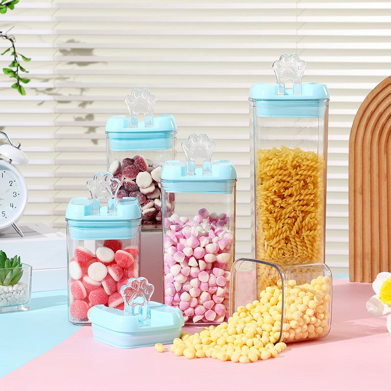 Set 7 Cutii De Depozitare Alimente, 2 X 500Ml, 2 X 800Ml, 2 X 1200Ml, 1 X 1900 Ml, Capac Albastru, Din Pp+Pet, Inchidere Ermetica, Transparent - vivimall.ro