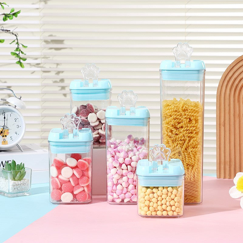Set 7 Cutii De Depozitare Alimente, 2 X 500Ml, 2 X 800Ml, 2 X 1200Ml, 1 X 1900 Ml, Capac Albastru, Din Pp+Pet, Inchidere Ermetica, Transparent - vivimall.ro