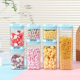 Set 7 Cutii De Depozitare Alimente, 2 X 500Ml, 2 X 800Ml, 2 X 1200Ml, 1 X 1900 Ml, Capac Albastru, Din Pp+Pet, Inchidere Ermetica, Transparent - vivimall.ro