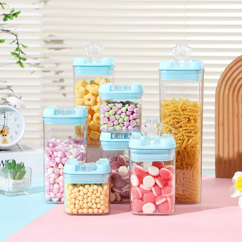 Set 7 Cutii De Depozitare Alimente, 2 X 500Ml, 2 X 800Ml, 2 X 1200Ml, 1 X 1900 Ml, Capac Albastru, Din Pp+Pet, Inchidere Ermetica, Transparent - vivimall.ro