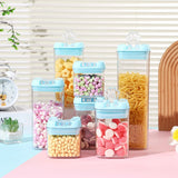 Set 7 Cutii De Depozitare Alimente, 2 X 500Ml, 2 X 800Ml, 2 X 1200Ml, 1 X 1900 Ml, Capac Albastru, Din Pp+Pet, Inchidere Ermetica, Transparent - vivimall.ro