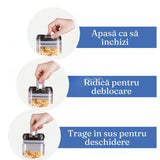 Set 7 Recipiente Organizare Alimente, Inchidere Etansa, Etichete Reutilizabile, Cupe Masurare, 4 Dimensiuni Diferite, Din Plastic Dur, Transparent - vivimall.ro