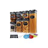 Set 7 Recipiente Organizare Alimente, Inchidere Etansa, Etichete Reutilizabile, Cupe Masurare, 4 Dimensiuni Diferite, Din Plastic Dur, Transparent - vivimall.ro