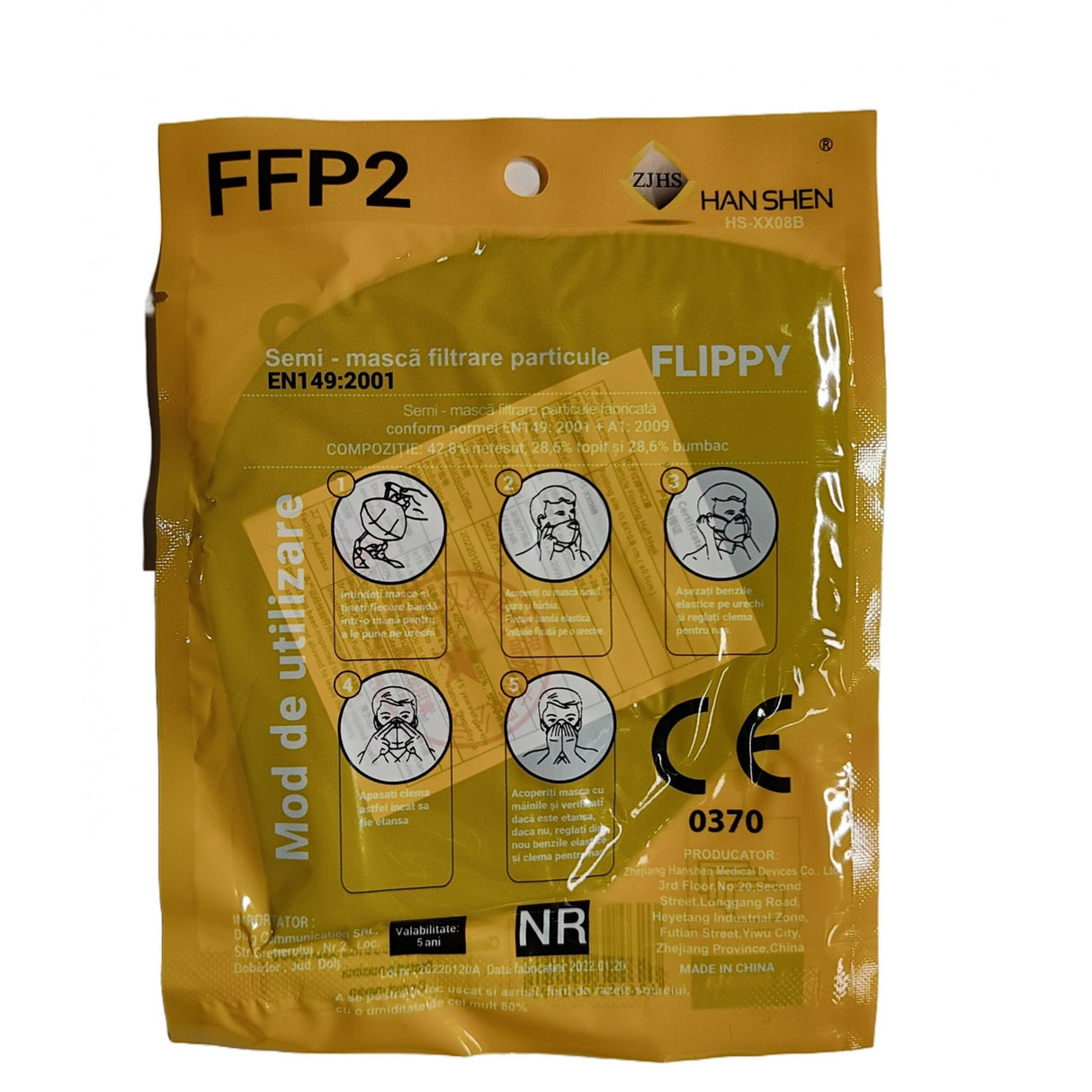 Set 700 bucati Masca de protectie faciala, Flippy, de unica folosinta pentru adulti, FFP2, KN95 CE 0370, 5 straturi, nesterila, ambalaj individual, Negru - vivimall.ro