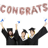 Set 8 Baloane din Folie Metalizata, Vivimall, Model Scris Congrats, Litere de 40 cm, Tema Absolvire, Baloane Party, Ambalaj Individual, Pai Inclus, Umflare cu Aer sau Heliu, Roz - vivimall.ro