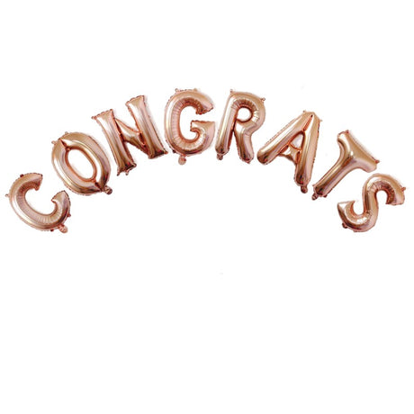 Set 8 Baloane din Folie Metalizata, Vivimall, Model Scris Congrats, Litere de 40 cm, Tema Absolvire, Baloane Party, Ambalaj Individual, Pai Inclus, Umflare cu Aer sau Heliu, Roz - vivimall.ro