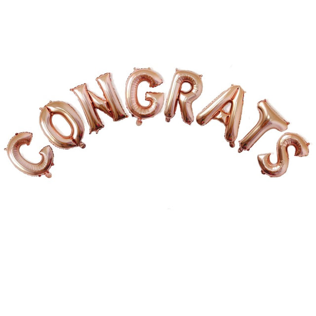 Set 8 Baloane din Folie Metalizata, Vivimall, Model Scris Congrats, Litere de 40 cm, Tema Absolvire, Baloane Party, Ambalaj Individual, Pai Inclus, Umflare cu Aer sau Heliu, Roz - vivimall.ro