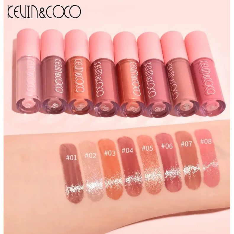 Set 8 Lip Gloss, nunate rose, nude, glosy, cutie dreptunghiulara, 8.3 x 17.5 x 2.7 cm, 181.5 g, multicolor - vivimall.ro