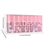 Set 8 Lip Gloss, nunate rose, nude, glosy, cutie dreptunghiulara, 8.3 x 17.5 x 2.7 cm, 181.5 g, multicolor - vivimall.ro