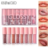 Set 8 Lip Gloss, nunate rose, nude, glosy, cutie dreptunghiulara, 8.3 x 17.5 x 2.7 cm, 181.5 g, multicolor - vivimall.ro