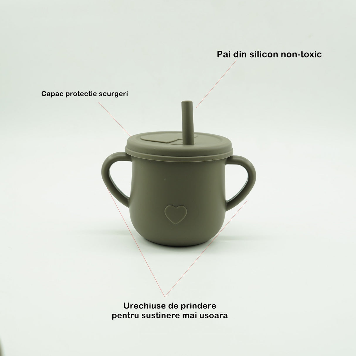 Set 8 piese diversificare bebelusi si copii din silicon Vivimall, baveta, farfurie compartimentata cu ventuza, bol cu ventuza, tacamuri din lemn si silicon, cana pentru gustari, fara alergeni, verde inchis - vivimall.ro