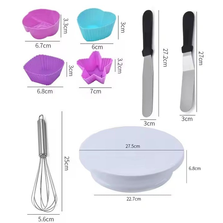 Set 80 Piese Ustensile pentru Ornare Prajituri, Vivimall, din Plastic si Otel Inoxidabil, Forme Briose, Multicolor - vivimall.ro