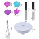 Set 80 Piese Ustensile pentru Ornare Prajituri, Vivimall, din Plastic si Otel Inoxidabil, Forme Briose, Multicolor - vivimall.ro