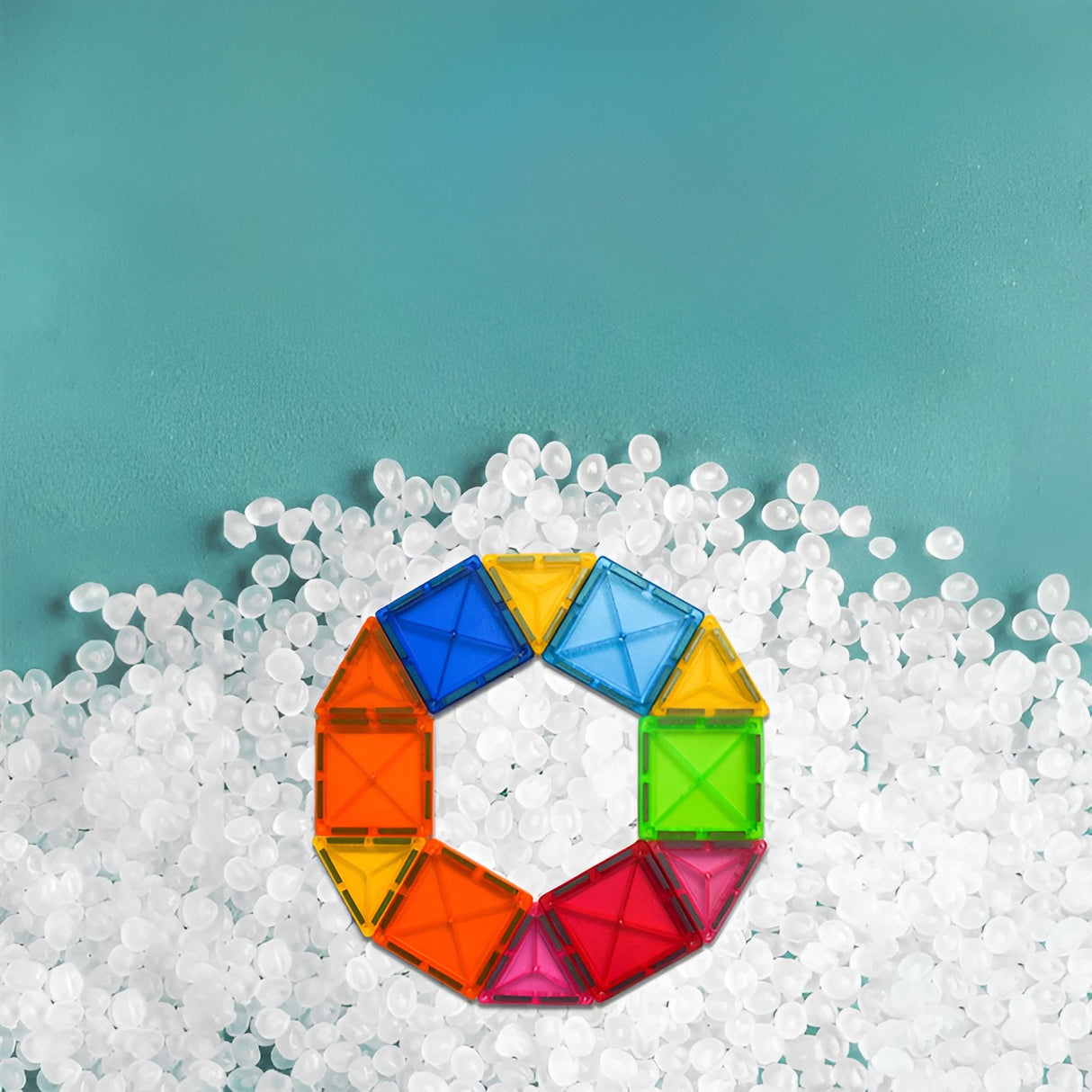 Set 88 Piese Magnetice de Constructie, Vivimall, Piese 5.5 cm, Magnetic Tiles, Forme Geometrice, 3 Ani, ABS, Magnet, 27.5 x 21.5 x 17 cm, Multicolor - vivimall.ro