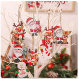 Set 9 Decoratiuni de Craciun din Lemn, Vivimall, cu Snur pentru Agatare in Brad, 3 Modele, Model Mos Craciun cu Brad, Ren si Cadouri, Diferite Dimensiuni, Multicolor - vivimall.ro