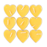 Set 9 Lumanari in Forma de Inima, Vivimall, pentru Ziua Indragostitilor, Aroma de Citrice, Ardere 3.5 h, din Parafina, 4 x 2 cm, Galben - vivimall.ro