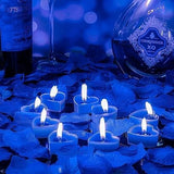 Set 9 Lumanari in Forma de Inima, Vivimall, pentru Ziua Indragostitilor, Aroma Tropicala, Ardere 3.5 h, din Parafina, 4 x 2 cm, Albastru - vivimall.ro