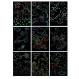 Set 9 Planse Razuibile, Vivimall, Scratch ArtCards, +3 Ani, de Razuit si de Colorat, 19 x 14 cm, Model Dinozauri, Multicolor - vivimall.ro