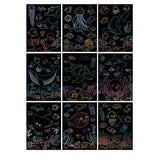 Set 9 Planse Razuibile, Vivimall, Scratch ArtCards, +3 Ani, de Razuit si de Colorat, 19 x 14 cm, Model Ocean, Multicolor - vivimall.ro