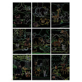 Set 9 Planse Razuibile, Vivimall, Scratch ArtCards, +3 Ani, de Razuit si de Colorat, 19 x 14 cm, Model ZOO, Multicolor - vivimall.ro