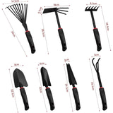 Set 9 Unelte De Gradina Pentru Plantare Prelucrare Sol Si Ingrijire Plante, Material Pvc Si Cardboard, 25 X 14.5 Cm, Negru - vivimall.ro