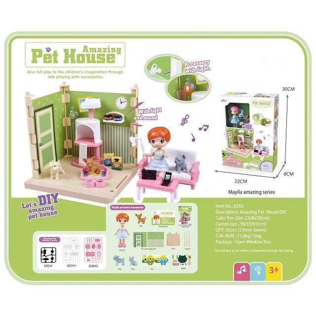 Set adapost pentru animalute Vivimall, casa de papusi cu mobilier si ustensile, activitati distractive - vivimall.ro