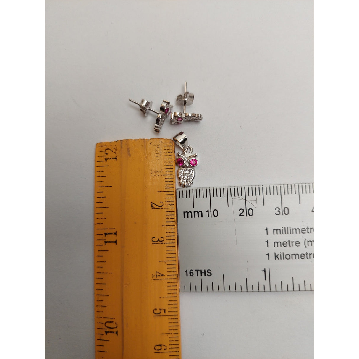 Сребърен комплект „Бухал“ 925 с цветни очи, Jolie Silver, 2.3G