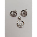 Set Argint 925 Floare pe Cerc, Jolie Silver, 3.2g, 1.4 cm x 1.2 cm - vivimall.ro