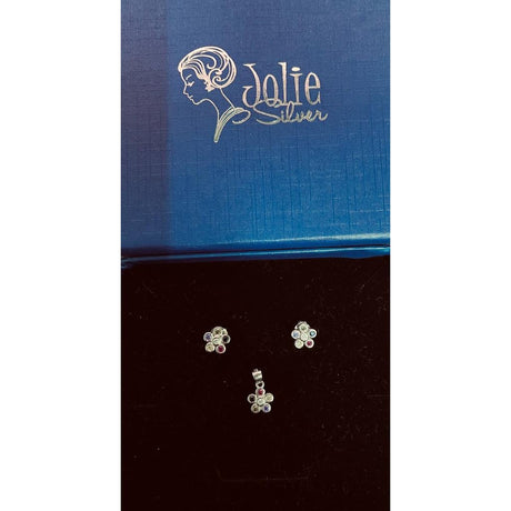 Set Argint 925, Jolie Silver,  Floricele Colorate - vivimall.ro