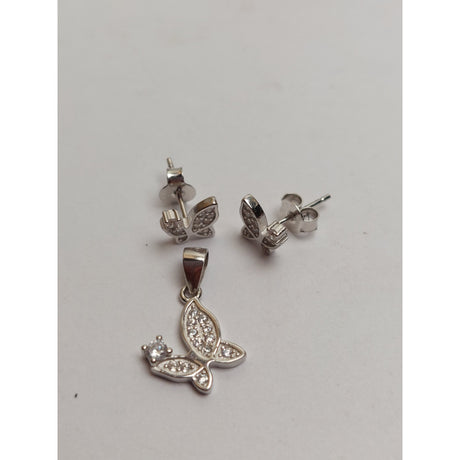Set Argint 925 Fluturas cu Pietre, Jolie Silver, 2.3g, 1.5 cm x 1.3 cm - vivimall.ro