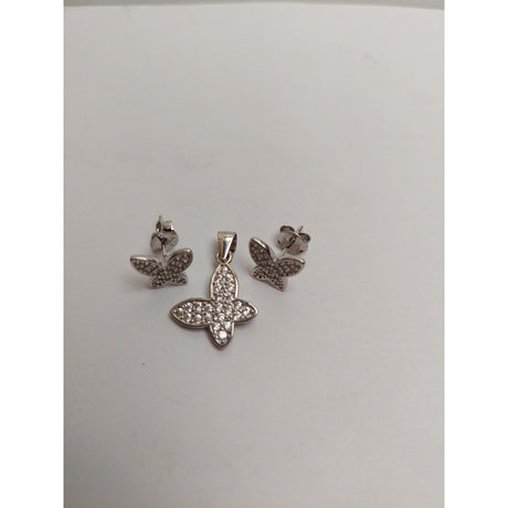 Set Argint 925 Fluture cu Pietre Rodiat, Jolie Silver,2.9g, 1.7 cm x 1.5 cm - vivimall.ro