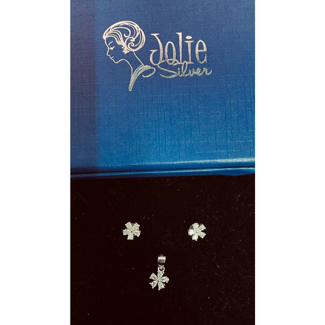 Set Argint 925, Jolie Silver, Floare 5 Petale Pietre Albe - vivimall.ro