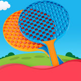 Set  Badminton pentru Copii, Vivimall, 2 Palete, 3 Mingi, Pentru Joaca si Antrenament, Albastru Portocaliu - vivimall.ro