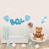 Set 25 Baloane, Vivimall, din Latex si Folie de Aluminiu, Model Ursulet/Boy, Diferite Marimi, Albastru - vivimall.ro