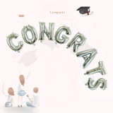 Set Baloane din Folie Metalizată, Vivimall, Model Congrats, Litere de 40 cm, Baloane Absolvire, Ambalaj Individual, Pai inclus, Umflare cu Aer sau Heliu, Argintiu - vivimall.ro