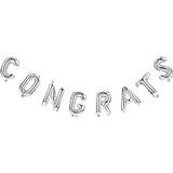 Set Baloane din Folie Metalizată, Vivimall, Model Congrats, Litere de 40 cm, Baloane Absolvire, Ambalaj Individual, Pai inclus, Umflare cu Aer sau Heliu, Argintiu - vivimall.ro