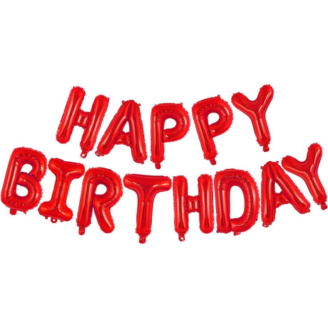 Set Baloane Din Folie Metalizata, Model Happy Birthday, Litere De 40 Cm, Baloane Party, Ambalaj Individual, Pai, Ata Si Adeziv Incluse, Umflare Cu Aer Sau Heliu,