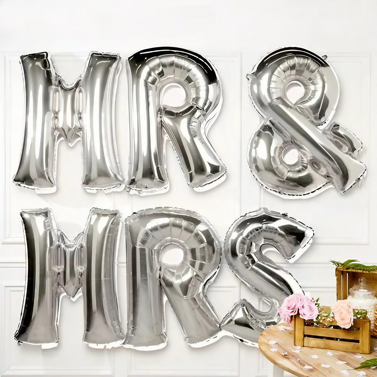 Set Baloane Din Folie Metalizata, Figurine Litere, Tema Nunta, 40 Cm, Baloane Party, Ambalaj Individual, Pai Inclus, Umflare Cu Aer Sau Heliu - vivimall.ro