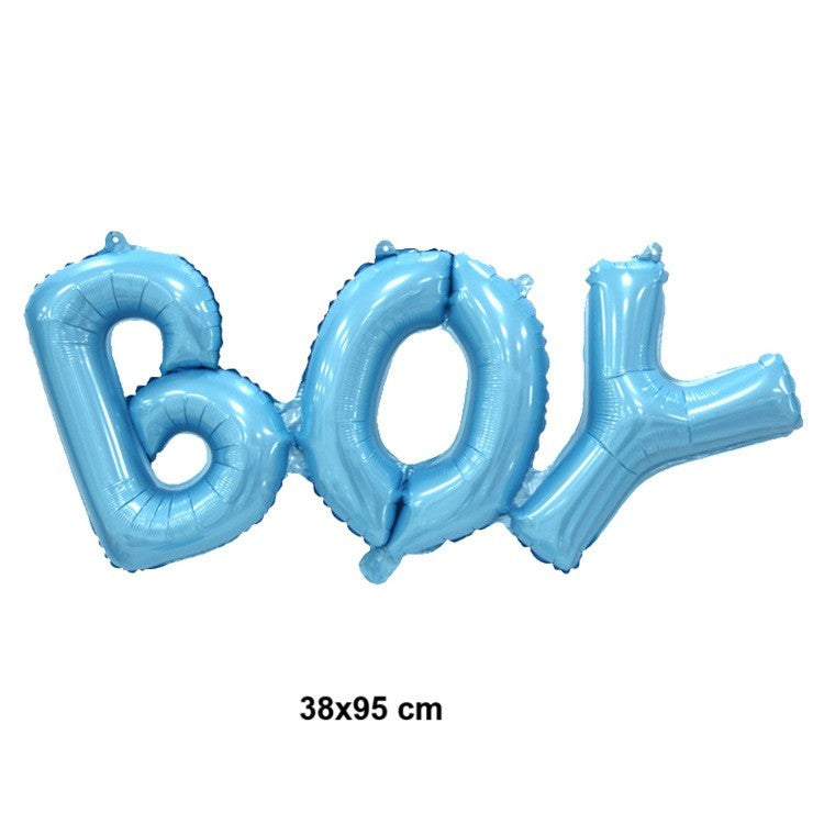 Set Baloane din Folie Metalizată, Vivimall, Model Scris Boy, 38x95 cm, Tematica Baby Shower, Baloane Party, Ambalaj Individual, Pai Inclus, Umflare cu Aer sau Heliu, Albastru - vivimall.ro