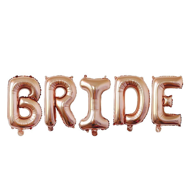 Set Baloane din Folie Metalizata, Vivimall, Model Scris Bride, Litere de 40 cm, Tema Iubire, Baloane Party, Ambalaj Individual, Pai Inclus, Umflare cu Aer sau Heliu, Roz - vivimall.ro
