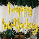 Set Baloane din Folie Metalizată, Vivimall, Model Happy Birthday, 45x85 cm, 45x124cm, Baloane Party, Ambalaj Individual, Pai inclus, Umflare cu Aer sau Heliu, Gold - vivimall.ro