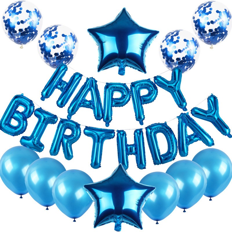 Set Baloane Din Folie Metalizata Si Baloane Din Latex, Baloane Happy Birthday, 4 Baloane Latex Confetti, 6 Baloane Latex Roz, 2 Baloane Folie Steluta, 40Cm - vivimall.ro
