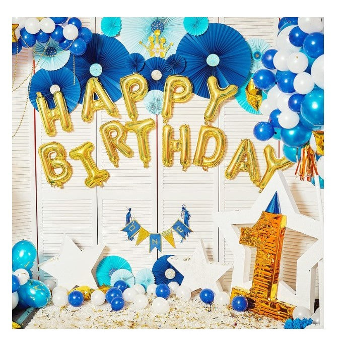 Set 13 Baloane Folie, Tip Ghirlanda, Model Happy Birthday, 40 Cm,