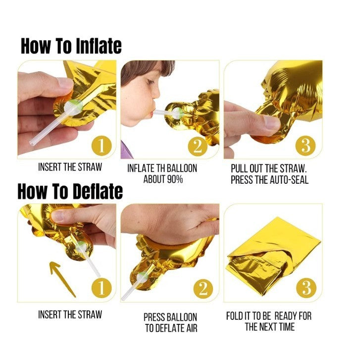 Set baloane folie Flippy, Happy Birthday, 40 cm, auriu - vivimall.ro