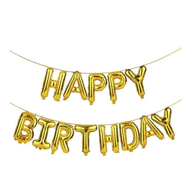 Set baloane folie Flippy, Happy Birthday, 40 cm, auriu - vivimall.ro