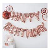 Set baloane folie Flippy, Happy Birthday, 40 cm, rose gold - vivimall.ro