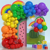 Baloane decorative pentru PETRECERE, Vivimall, Arcada Set MIX din 107 baloane, pentru Evenimente, Aniversari, Model Curcubeu, Rainbow, Multicolor - vivimall.ro