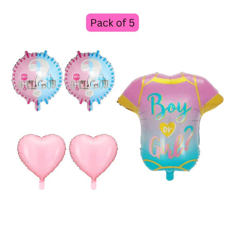 Baloane pentru GENDER REVEAL, Vivimall, Model Petrecere, Set din 5 bucati, din folie de aluminiu, 55 x 61.5 cm Roz Albastru - vivimall.ro